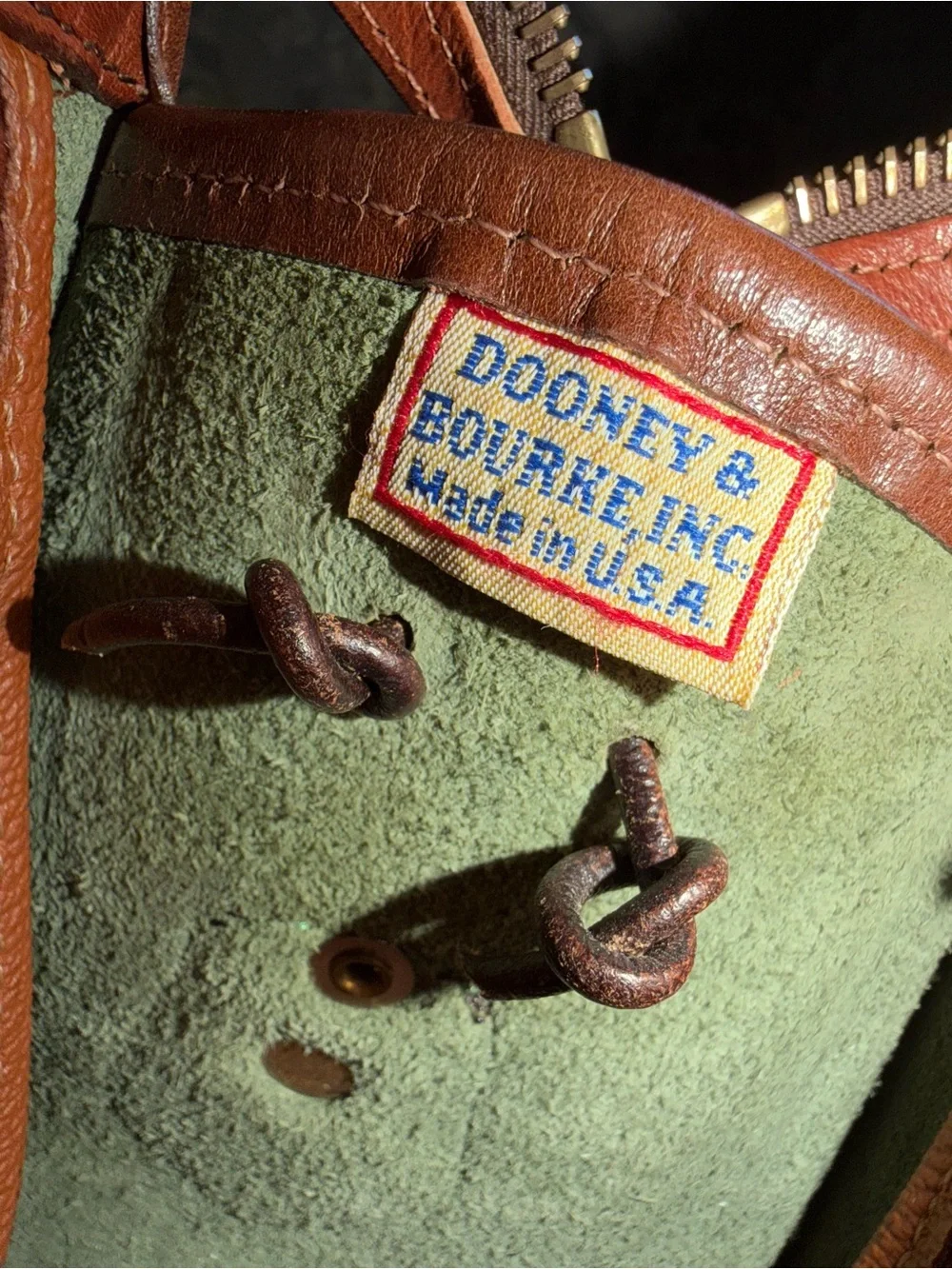 Vintage Dooney & Bourke AWL Deep Green Pebbled Italian Leather Satchel Bag